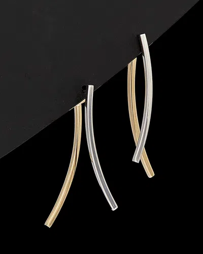 Italian Gold Two-tone Curved Bar Earrings