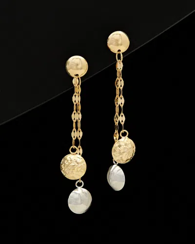 Italian Gold Two-tone Drop Earrings