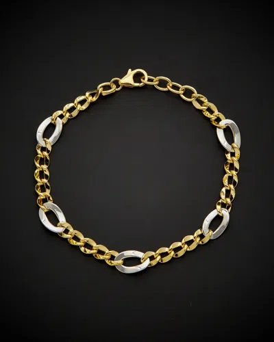 Italian Gold Two-tone Figaro Bracelet In Multi