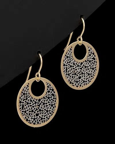 Italian Gold 14k  Two-tone Filigree Drop Earrings