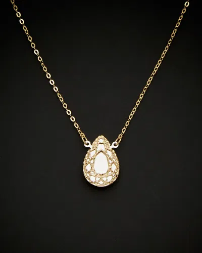 Italian Gold Two-tone Filigree Mirrored Teardrop Adjustable Necklace