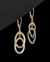 Italian Gold Two-tone Interlocking Oval Drop Earrings