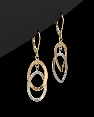 ITALIAN GOLD 14K ITALIAN GOLD TWO-TONE INTERLOCKING OVAL DROP EARRINGS