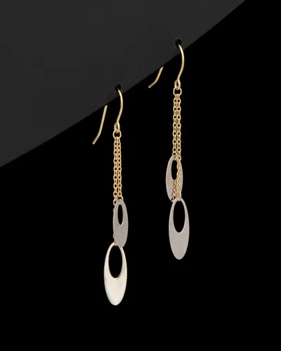 Italian Gold 14k  Two-tone Oval Disc Drop Earrings