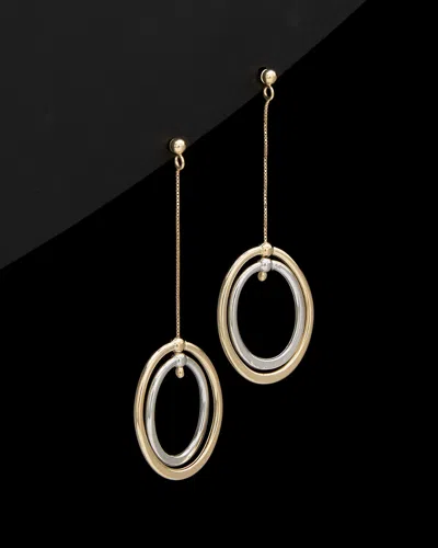Italian Gold Two-tone Oval Drop Earrings