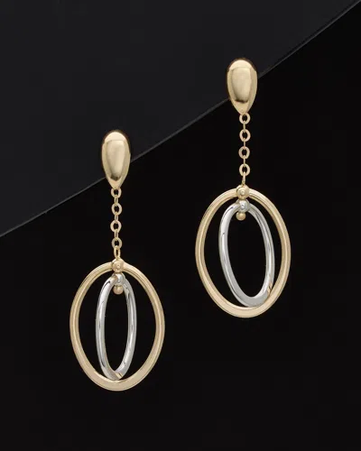 Italian Gold Two-tone Oval Drop Earrings