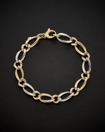 Italian Gold 14k  Two-tone Oval Link Bracelet In Nocolor