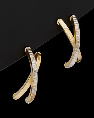 Italian Gold Two-tone Post Earrings In Gold