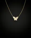 Italian Gold Two-tone Rimmed Satin Butterfly Necklace