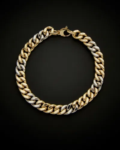 Italian Gold Two-tone Semi-solid Curb Link Bracelet