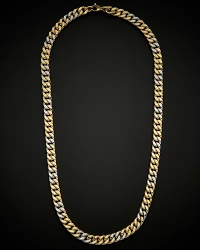 Italian Gold Two-tone Semi-solid Curb Link Necklace