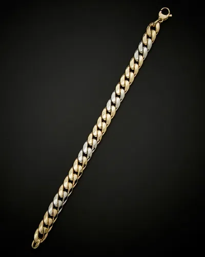 Italian Gold Two-tone Semi-solid Miami Cuban Curb Link Bracelet