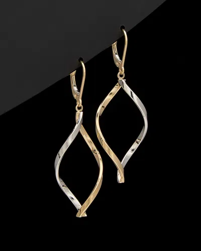 Italian Gold Two-tone Twisted Marquise Earrings In Multi