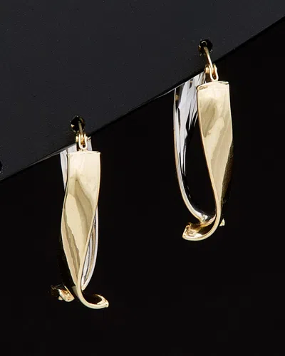 Italian Gold Two-tone Twisted Oval Hoops