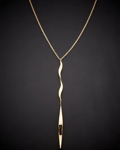 Italian Gold Wave Drop Necklace