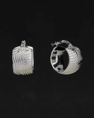 Italian Gold Weave Design Wide Hoops