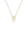 Italian Gold White Topaz V Pendant Necklace