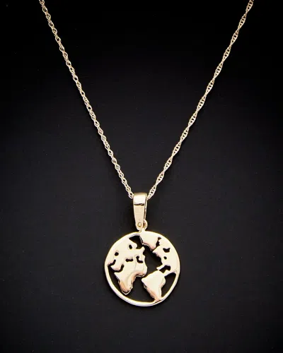 Italian Gold World Map Pendant Necklace