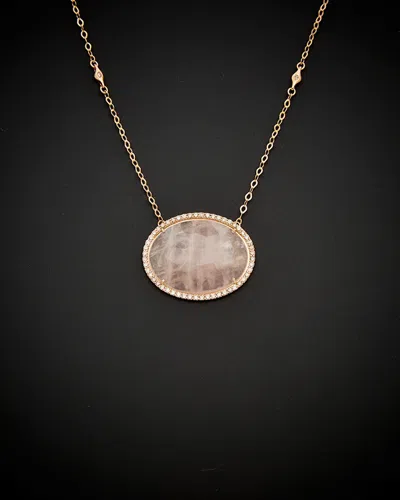 Italian Gold 14k Italian Rose Gold 13.80 Ct. Tw. Diamond & Pink Quartz Necklace