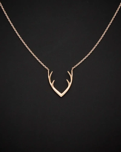Italian Gold 14k Italian Rose Gold Antler Adjustable Necklace