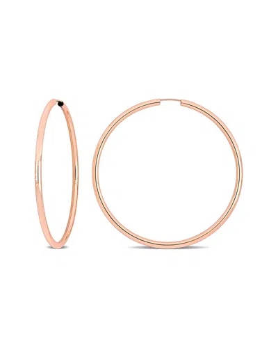 Italian Gold 14k Italian Rose Gold Hoops In Pink