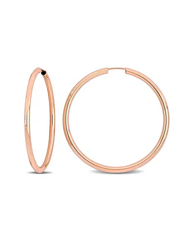 Italian Gold 14k Italian Rose Gold Hoops In Red