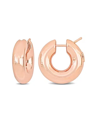 Italian Gold 14k Italian Rose Gold Hoops In Pink