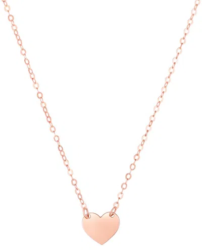 Italian Gold 14k Italian Rose Gold Mini Heart Pendant Necklace