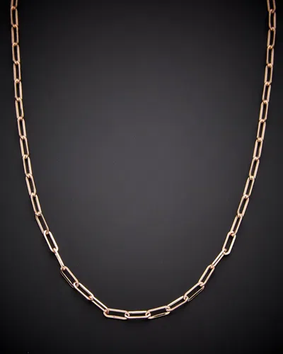 Italian Gold 14k Italian Rose Gold Paperclip Chain Necklace