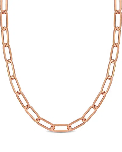 Italian Gold 14k Italian Rose Gold Polished Paperclip Chain Necklace