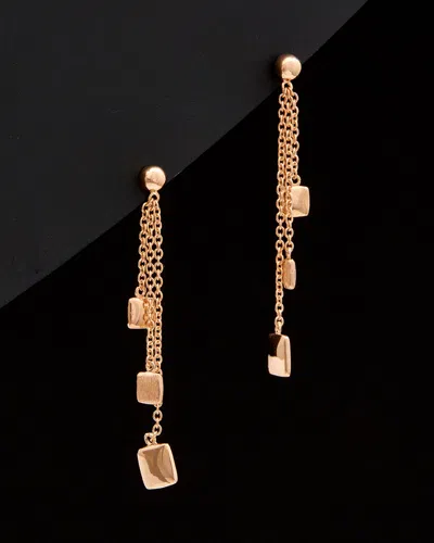 Italian Gold 14k Italian Rose Gold Polished Textured Square Drop Earrings