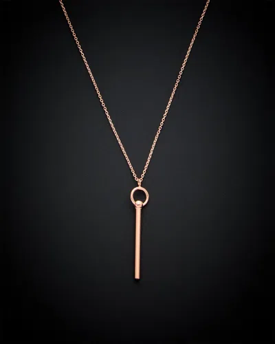 Italian Gold 14k Italian Rose Gold Tube Pendant Necklace
