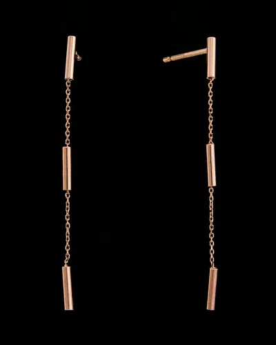 Italian Gold 14k Italian Rose Gold Tube Station Drop Earrings