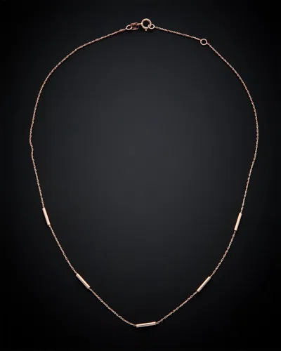 Italian Gold 14k Italian Rose Gold Tube Station Necklace