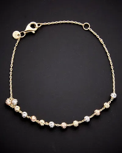 Italian Gold 14k Italian Tri-tone Bead Station Bracelet