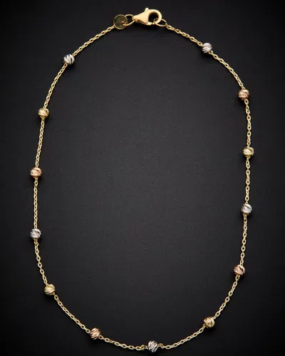 Italian Gold 14k Italian Tri-tone Gold Adustable Anklet