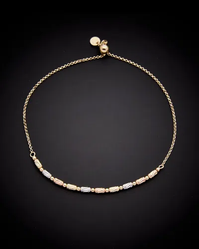 Italian Gold 14k Italian Tri-tone Gold Bolo Bracelet