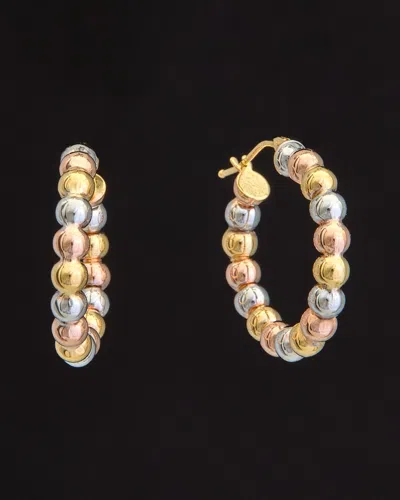 Italian Gold 14k Italian Tri-tone Gold Beaded Hoops