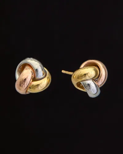 Italian Gold 14k Italian Tri-tone Gold Love Knot Studs