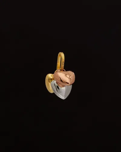 Italian Gold 14k Italian Tri-tone Gold Petite Puffed Heart Necklace