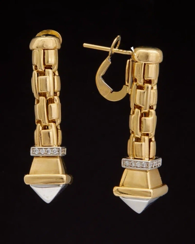Italian Gold 14k Italian Two-tone Gold 0.50 Ct. Tw. Diamond Earrings