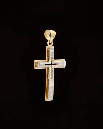 Italian Gold 14k Italian Two-tone Gold Cross Pendant