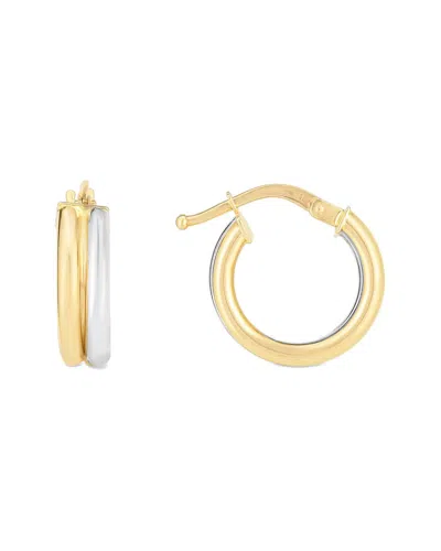 Italian Gold 14k Italian Two-tone Gold Double Row Hoops