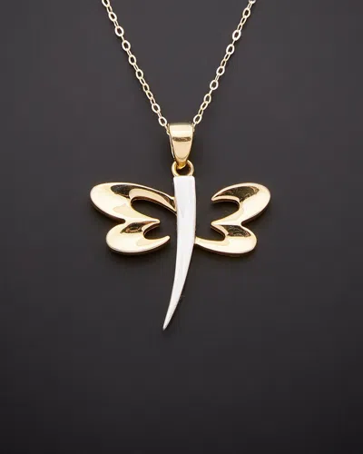 Italian Gold 14k Italian Two-tone Gold Dragonfly Pendant Necklace