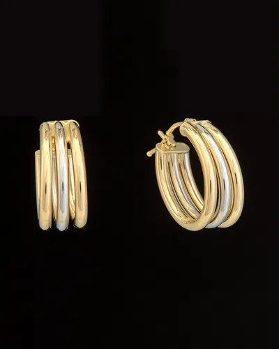 Italian Gold 14k Italian Two-tone Gold Triple Oval Hoops