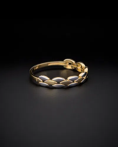 Italian Gold 14k Italian Two-tone Gold Link Ring In Multi