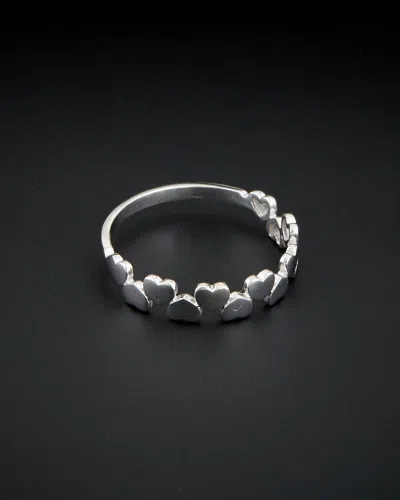 Italian Gold 14k Italian White Gold Hearts Ring In Silver