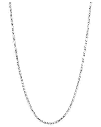 Italian Gold 14k Italian White Gold Wheat Chain Necklace In Metallic