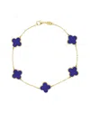 Italian Gold 14k Lapis Clover Stackable Bracelet In Blue