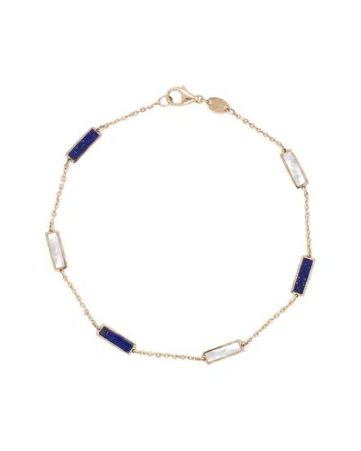 Italian Gold 14k Lapis Stackable Bracelet In Blue
